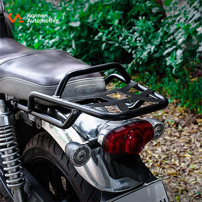 Image of Combo Premium Crash Guard and Touring Top Rack Compatible with Honda H'Ness CB350 | Engine Guard with Frame Sliders & Rear Luggage Carrier (Touring Combo) Black (Set of 1)