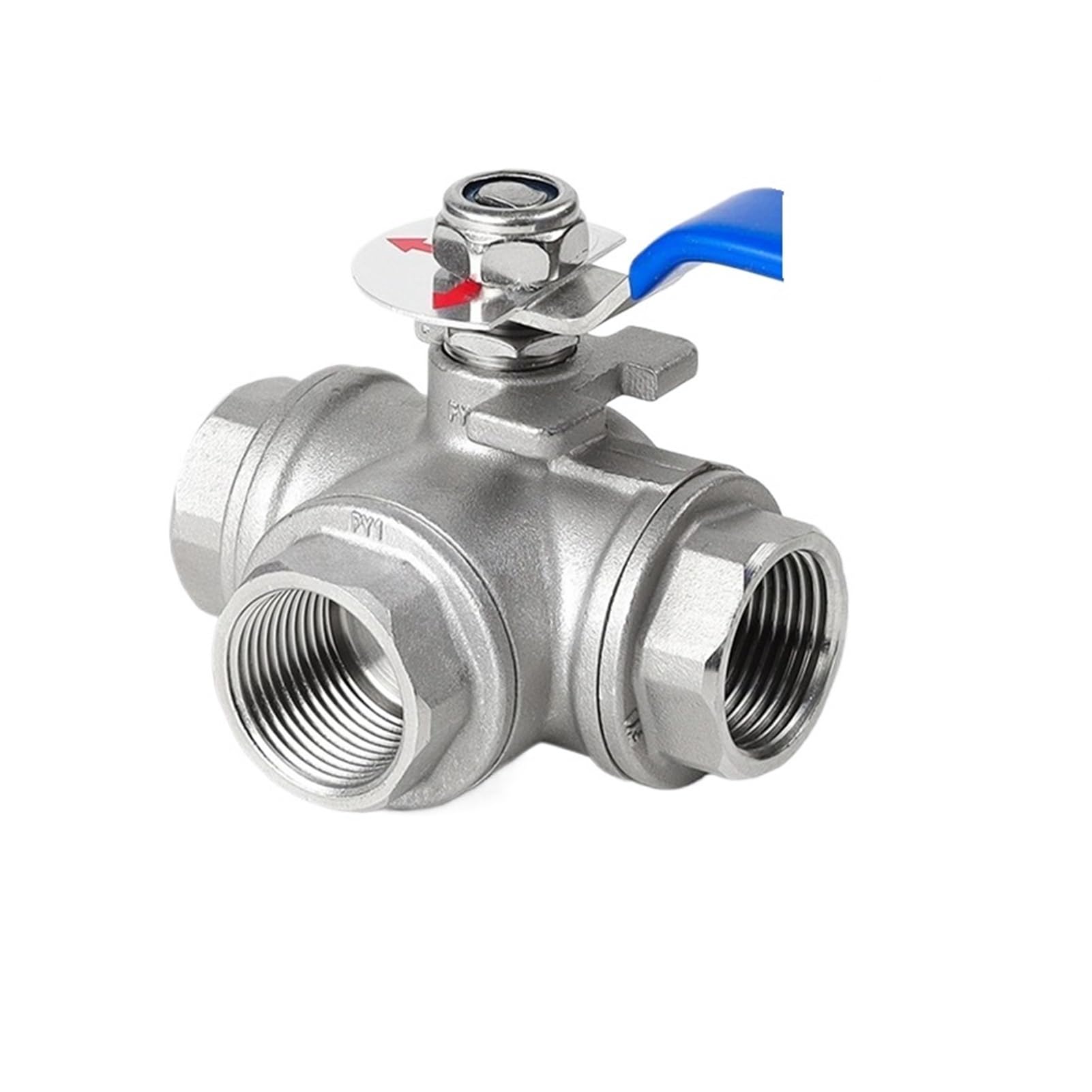 Vanne à bille trois voies T DN32 en acier inoxydable 316L durable