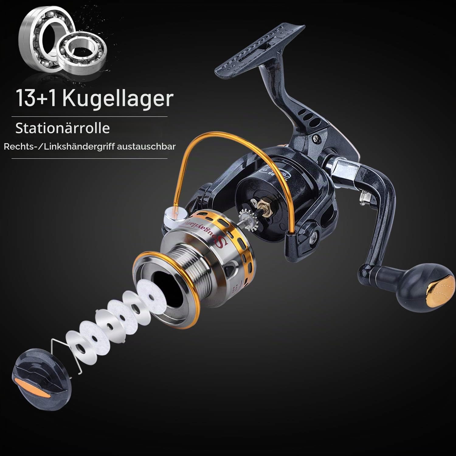 Sougayilang Angelruten-Spule Combos Kohlefaser Teleskop-Angelrute mit Spinnrolle für Reisen in Salzwasser und Süßwasser