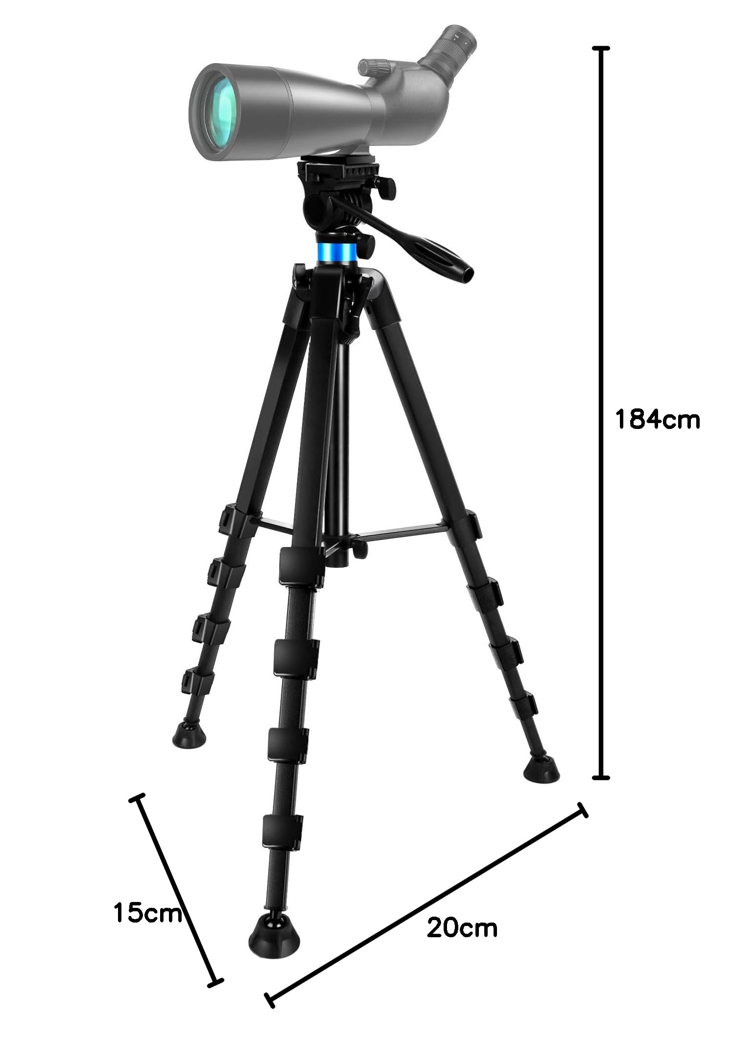 Treppiede per Binocolo, 184 cm Alluminio Treppiede Telescopio, Compatibile con Fotocamera, Telescopio Astronomico, caccia, Supporto Stabile per Osservazione e Fotografia (Carico 10 kg)
