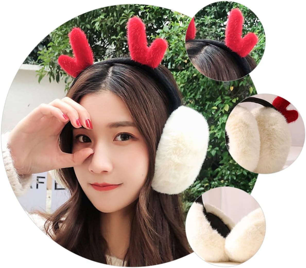 1pc Plush Earmuffs Adorable Antler Design for Girls Warm Ear for Outdoor Activities Like Skiing Snowboarding Ice Skating Cozy Stylish Ear Warmers