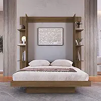 Cama Casal Articulável Vertical com Estante 140 Vancouver Mel