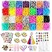 Elastici per Braccialetti, Ouinne Rainbow Elastici Nastri con Perline Ganci Ciondoli Kit Elastici Colorati per Fare Braccialetti Lavorare a Maglia Giocattolo