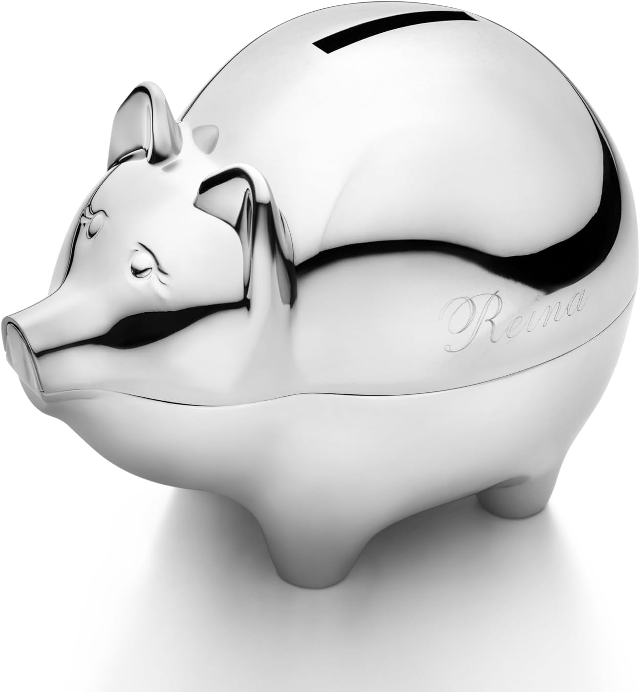 Silver-Plated Piggy Bank – Baby Pig Money Bank for Newborns & Kids, Engravable Gift-Boxed Keepsake for Baby Shower, Birthday, or Nursery Décor