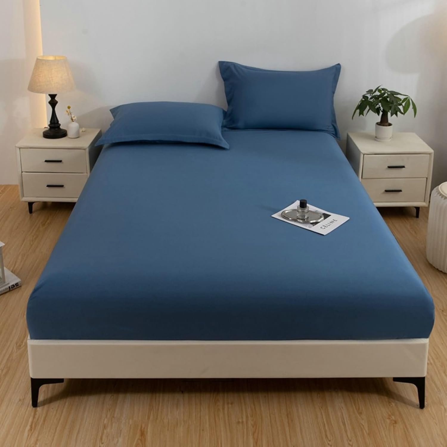 Daesar Fitted Bed Sheet RV King Size 71"x 79"x 12", Fitted Bedsheet Washed Cotton Solid Color Soft Easy Care Bed Cover Bedding, Khaki