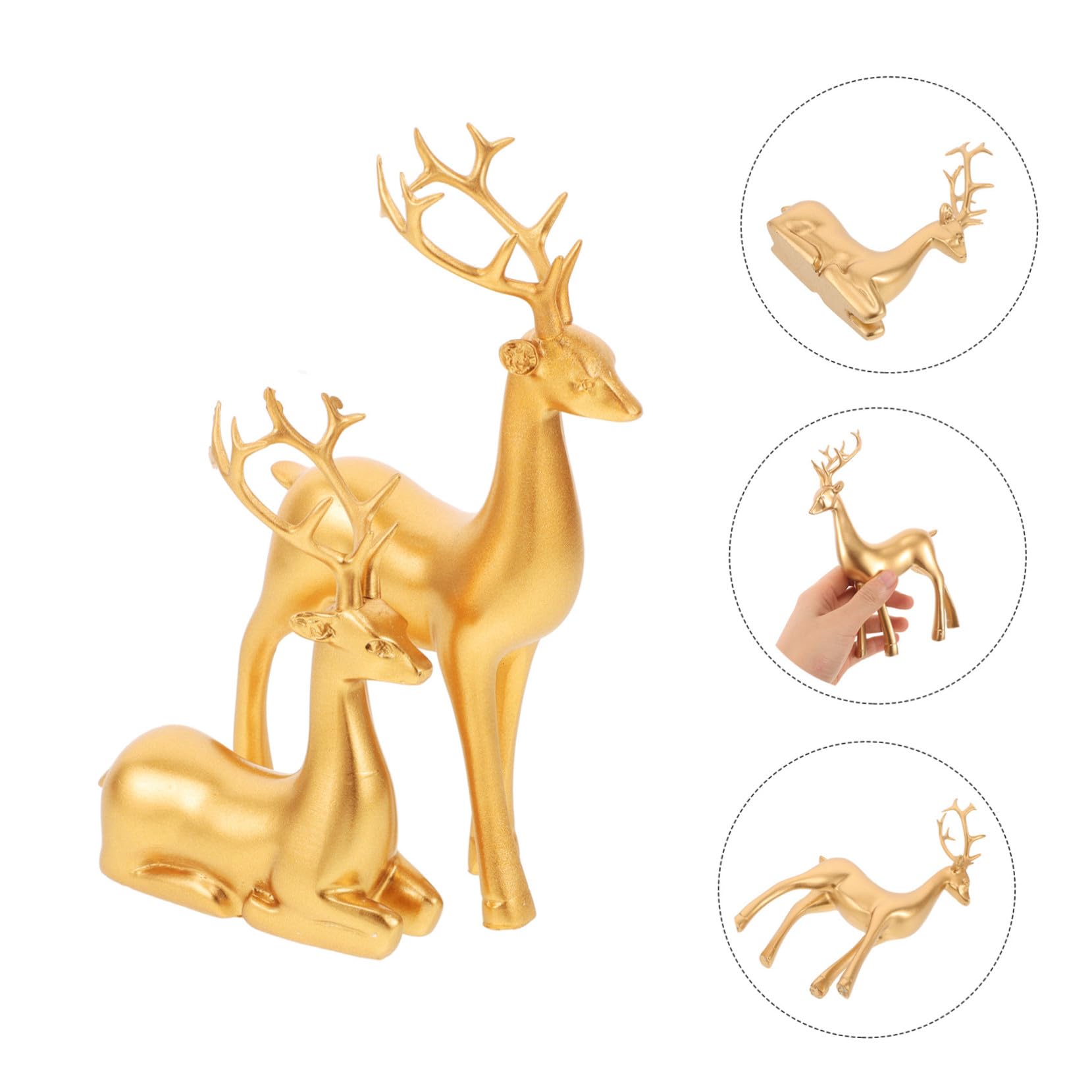 2stücke Harz Rentier Skulptur Elch Figur Weihnachten Deko Bürotisch Wohnzimmer Outdoor Ornament