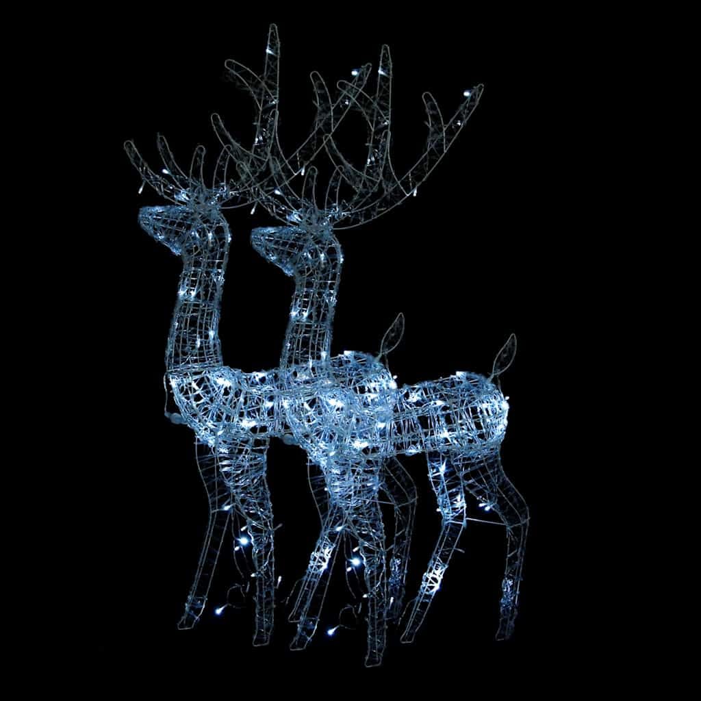 Renifery LED, zestaw 2 sztuk, dekoracja bożonarodzeniowa, akrylowa, 120 cm, zimna biel, do użytku wewnątrz i na zewnątrz, świecące figurki, oświetlenie bożonarodzeniowe