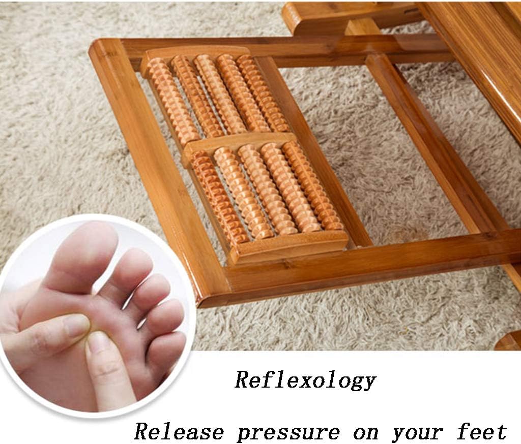 N / A Bamboo Rocking ChairFolding Chair, Adjustable Folding Bamboo Rocking Chair, Extended Chair Surface with Foot Massage Sun Chair, Old Armchair(Color:No mat)