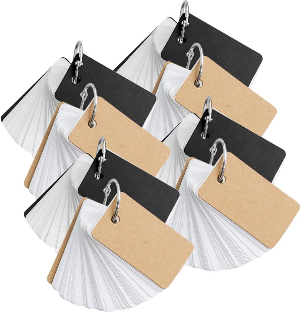 Operitacx 8pcs Blank Memo Cards Binder Simple Style Flashcards for Students Thick Blank Cards for Notes Plans and Study and Kraft