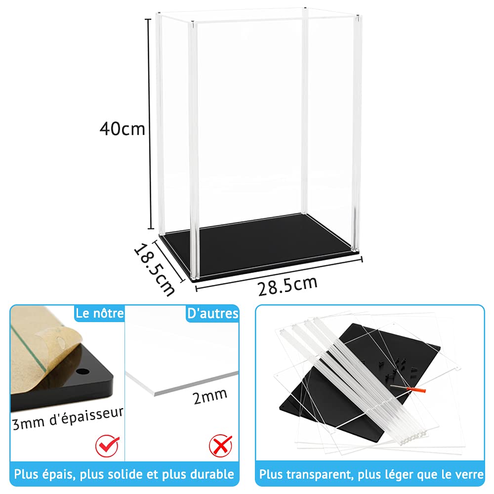 Vitrine Acrylique (28,5 x 18,5 x 40 cm) Boîte pour Collection Figurine 30cm 1/6