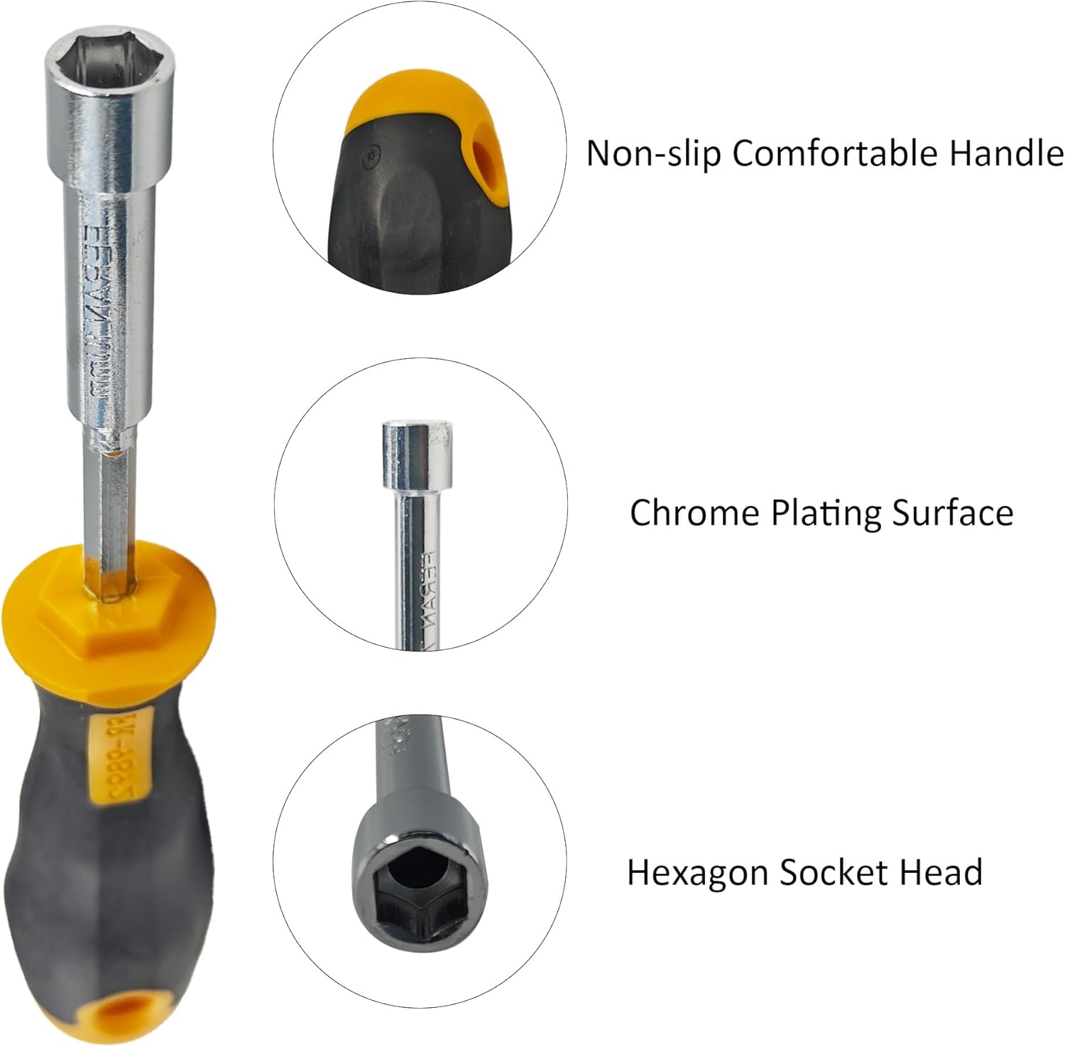 2PCS 10mm Socket Wrench Screwdriver, High-Carbon Steel Hex Nut Driver with Comfort Grip Handle for DIY Repairs & Hand Tools