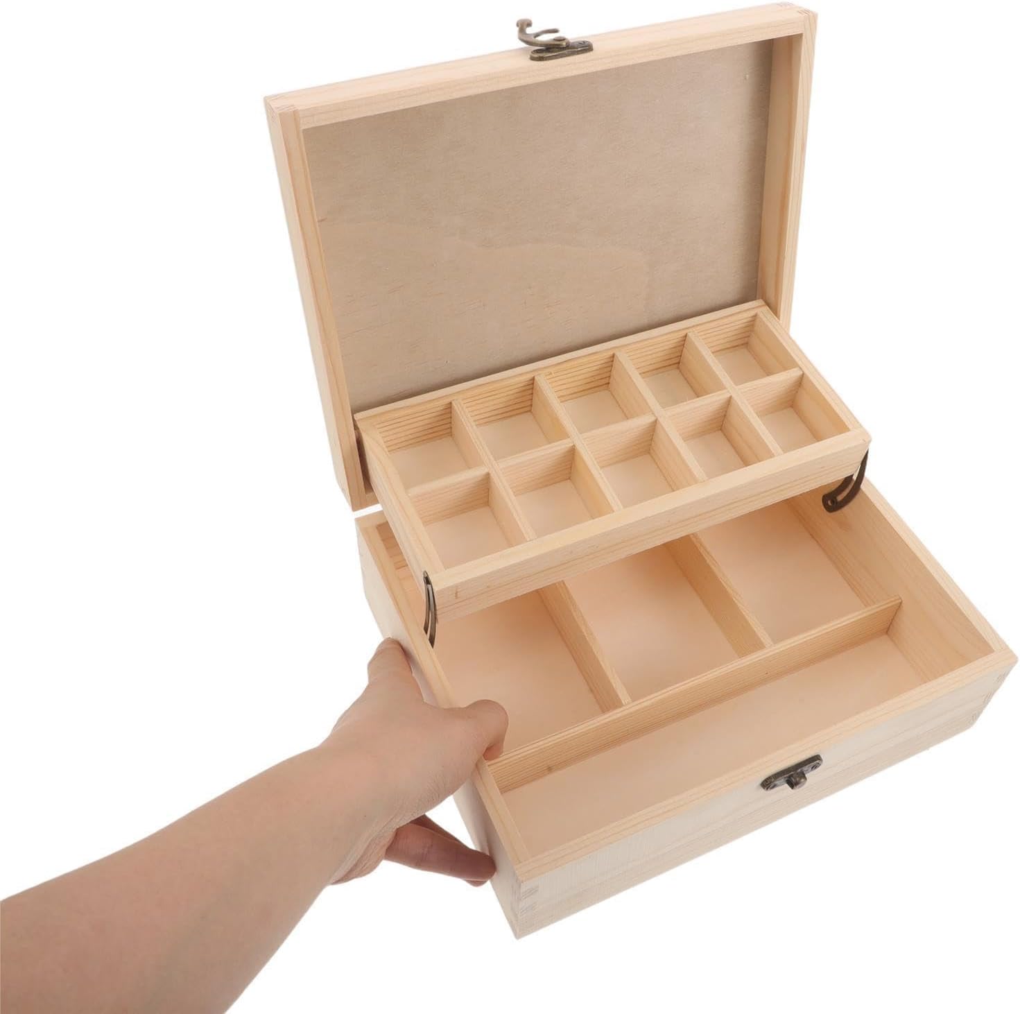 BESTOYARD Flip Top Multi Compartment Wood Jewelry Box with Dividers image 4