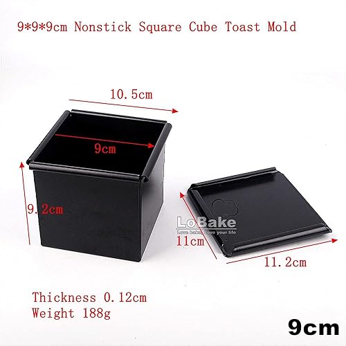 Miniatura 7 de 6 7 8 9 3.9 in Cubo cuadrado liso antiadherente anodizado de aluminio anodizado molde con tapa pastel tostadora DIY utensilios para hornear (3.1 in