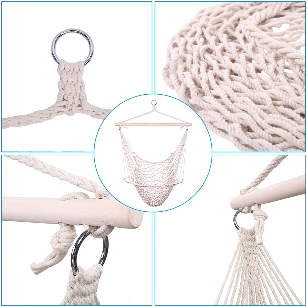 XINGYAO Cotton Rope air Hammock Chair, 250 pounds Maximum, Off-White, Fashionable and Durable