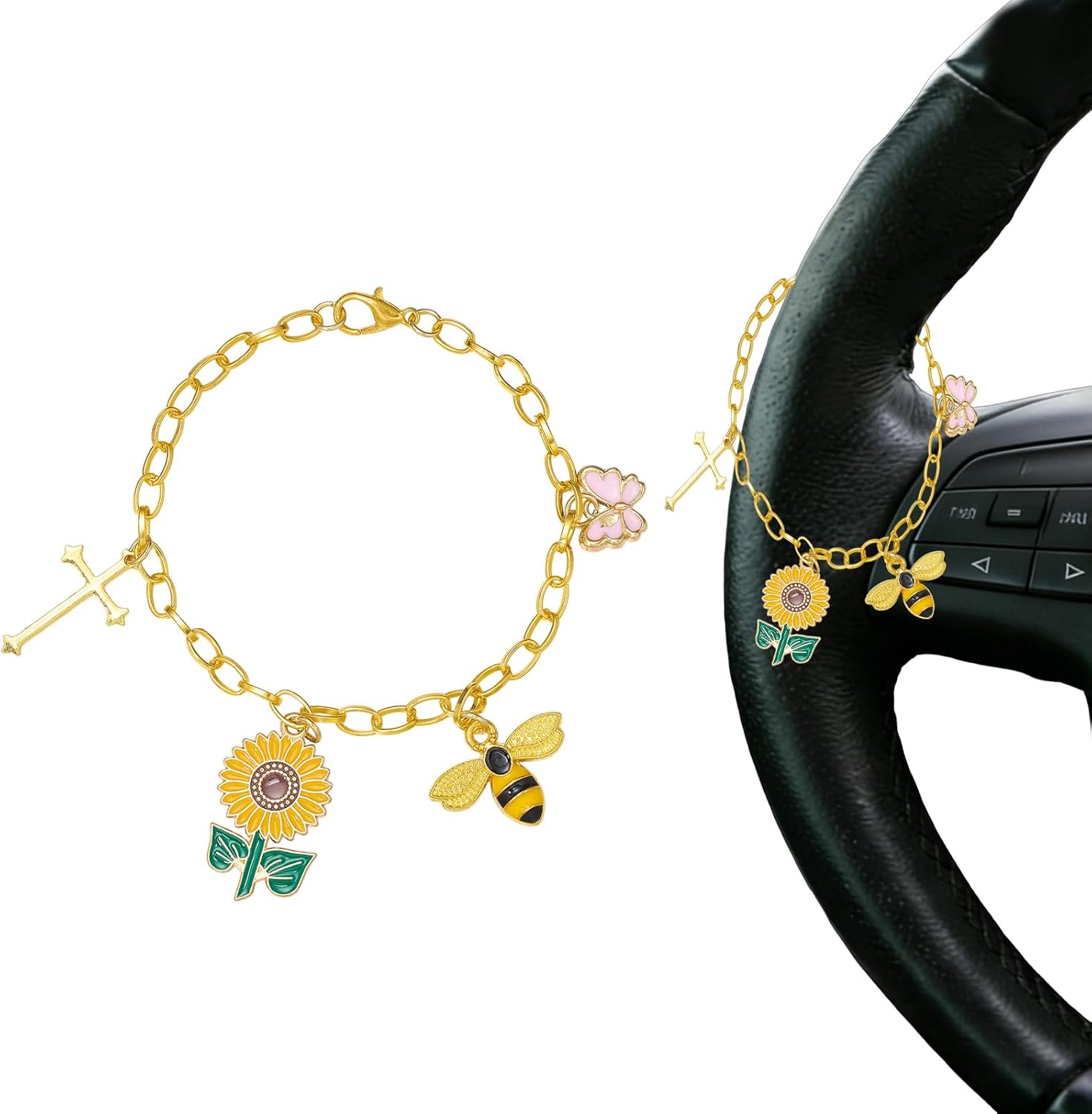 Ornaland Cross Steering Wheel Charm for Car, Mirror Hanging Accessories