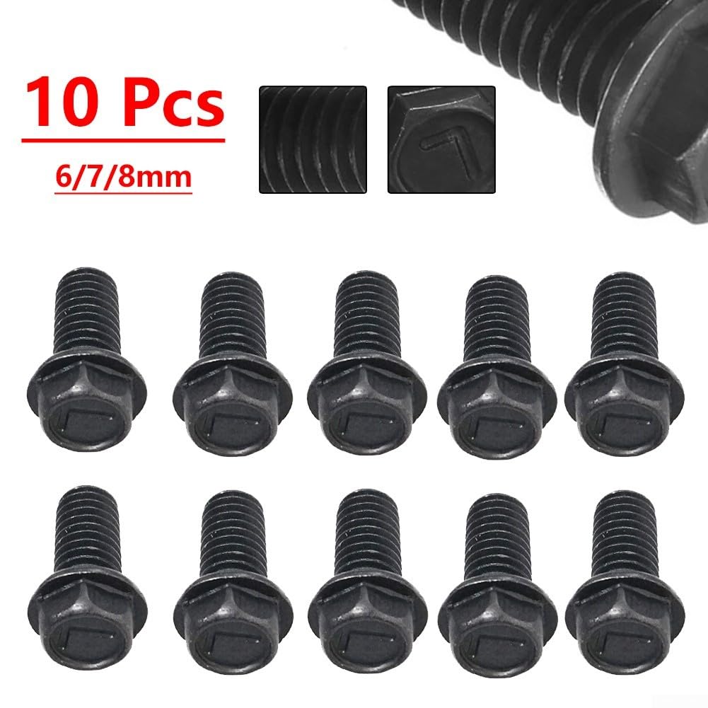 10 viti per lama per sega, M6, M7, M8, filettatura sinistra, in acciaio al carbonio, flangia esagonale, zincate, per parti di macchine da taglio (6 mm)