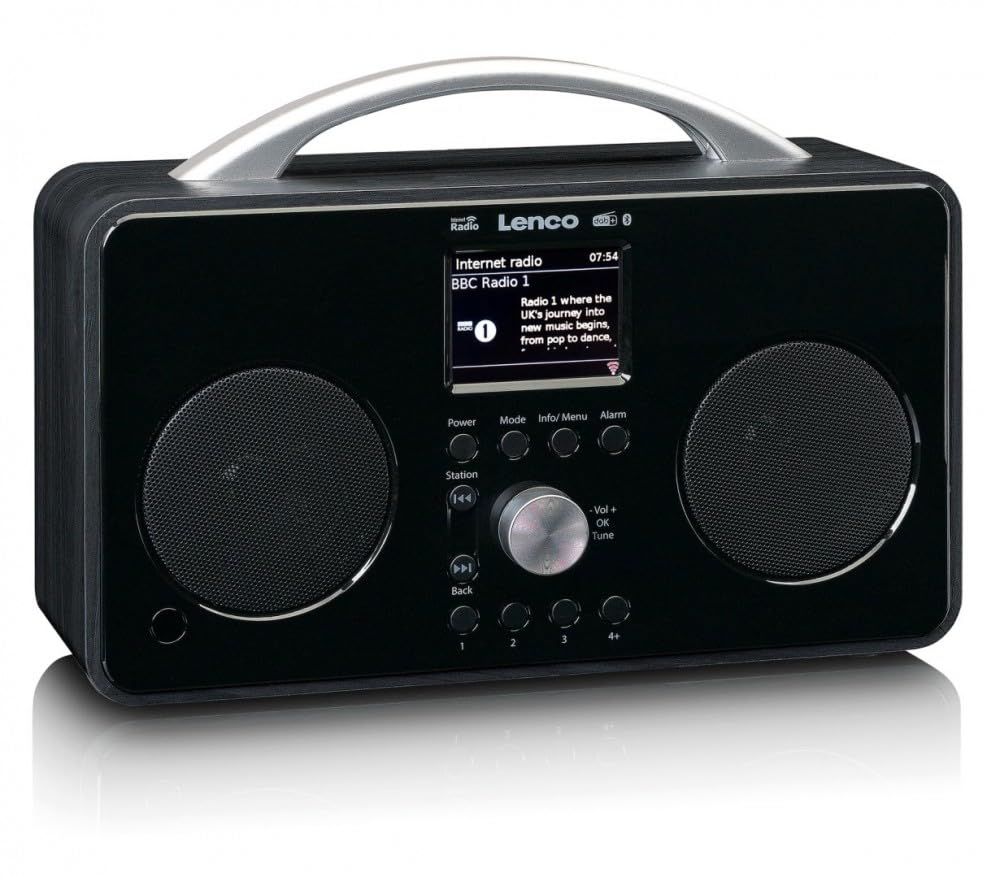 Lenco PIR-645 - Radio Internet Portable - W-LAN - récepteur Dab+ et FM - Bluetooth - écran TFT 2,6" - 4 Boutons de mémoire - Fonction Alarme - Streaming W-LAN - Batterie 4400mAh - Noir
