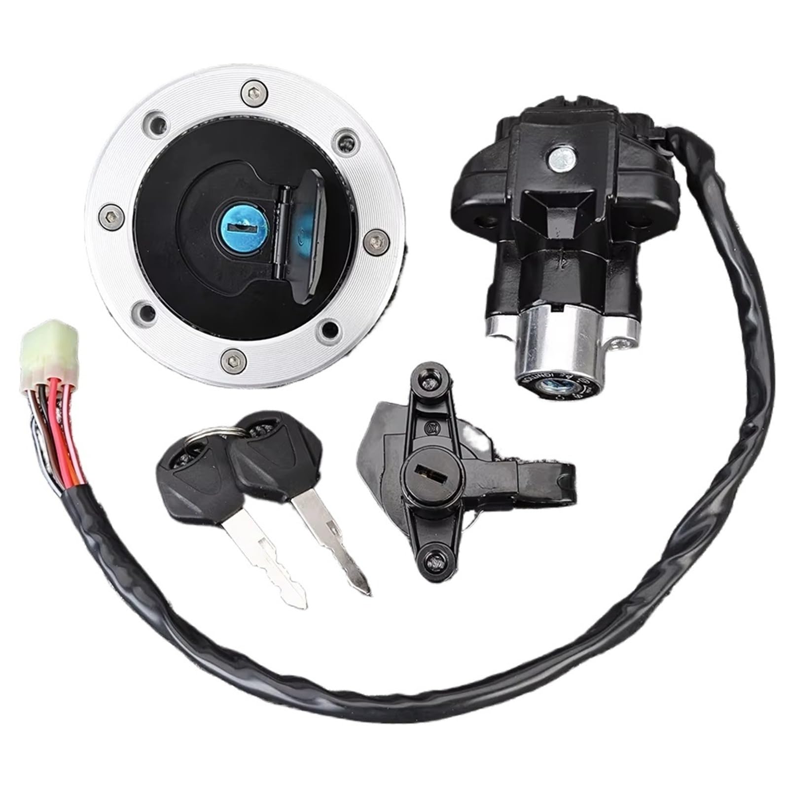 Clé Serrure D'allumage pour Moto pour Suzuki pour GSF600 pour Bandit 95-04 pour GSF1200 97-05 pour GSF 600 1200 Kit Clé Verrouillage Siège Et Bouchon D'allumage Moto