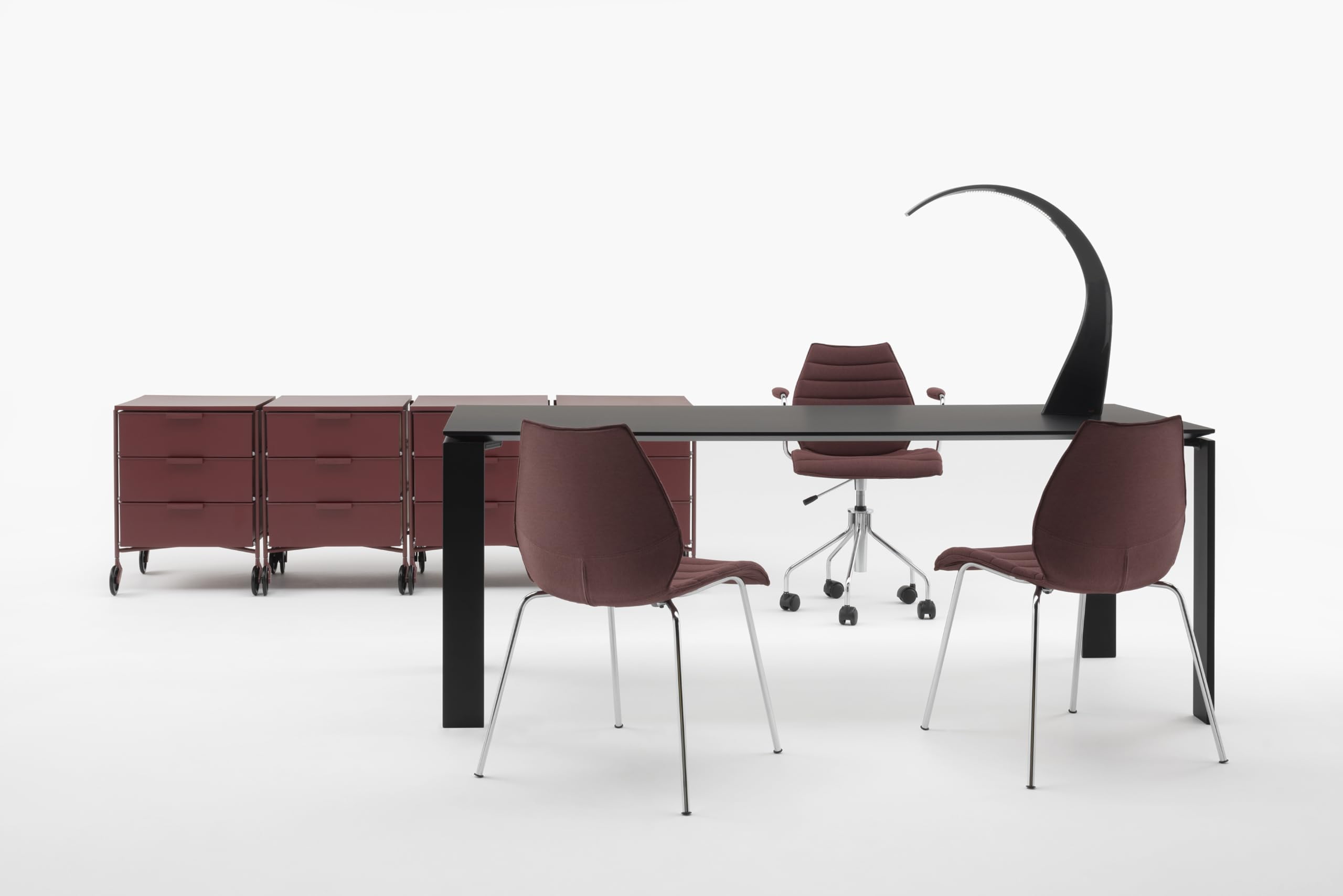 Kartell Wagen für Arbeitszimmer, Alloy Steel, Pflaume, 3 Schubladen