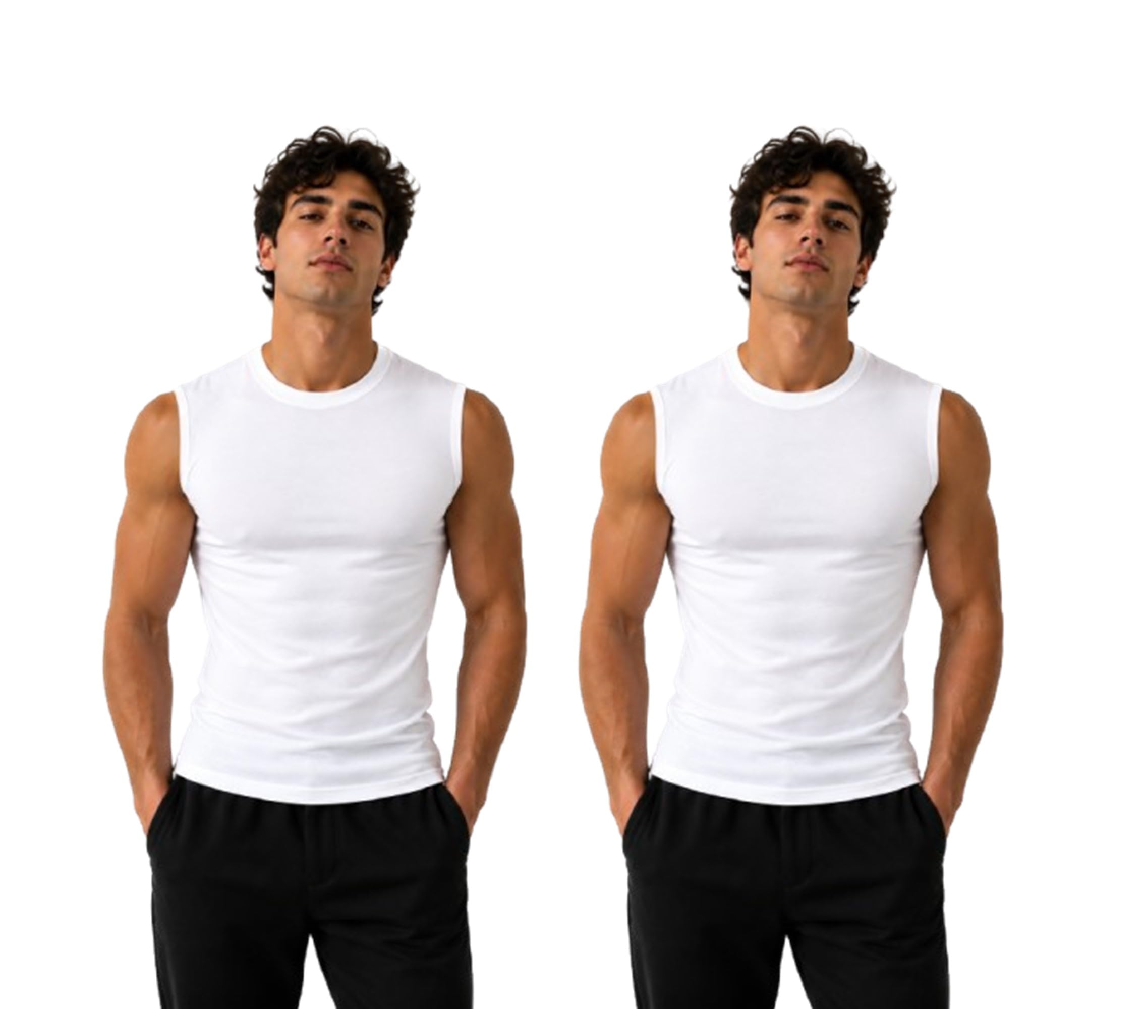 Men’s Solid White Broad Shoulder Athletic Vest | Stretchable Body Fit Sleeveless T-Shirt for Gym & Sports Cotton Innerwear | Sizes 80–100 cms-picture-43