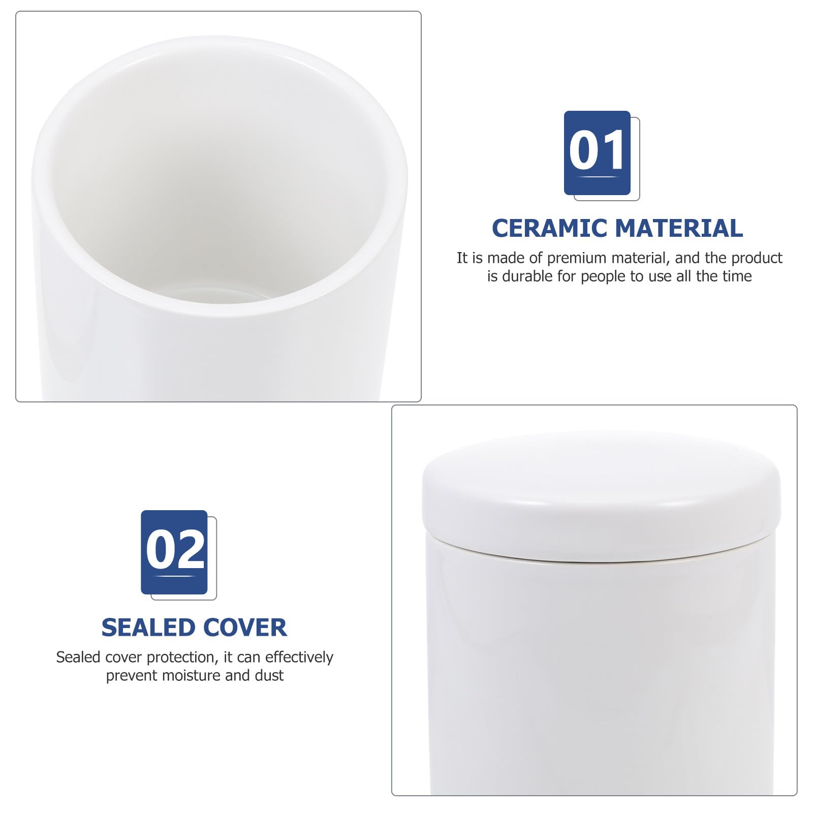 TOYANDONA Contenitore Caffè Sottovuoto in Ceramica Bianco 650ml Coperchio Ermetico e Design Nordico per Conservazione Alimenti e Decorazione Casa