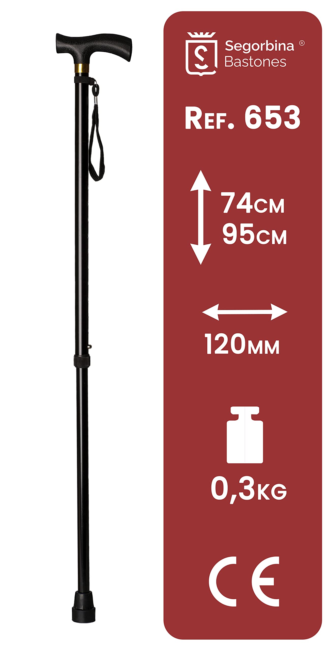 Aluminium Extendable Walking Stick for Elderly and Elderly, Gifts for Older Men and Women Adjustable Height to 74-95 cm - Image 3