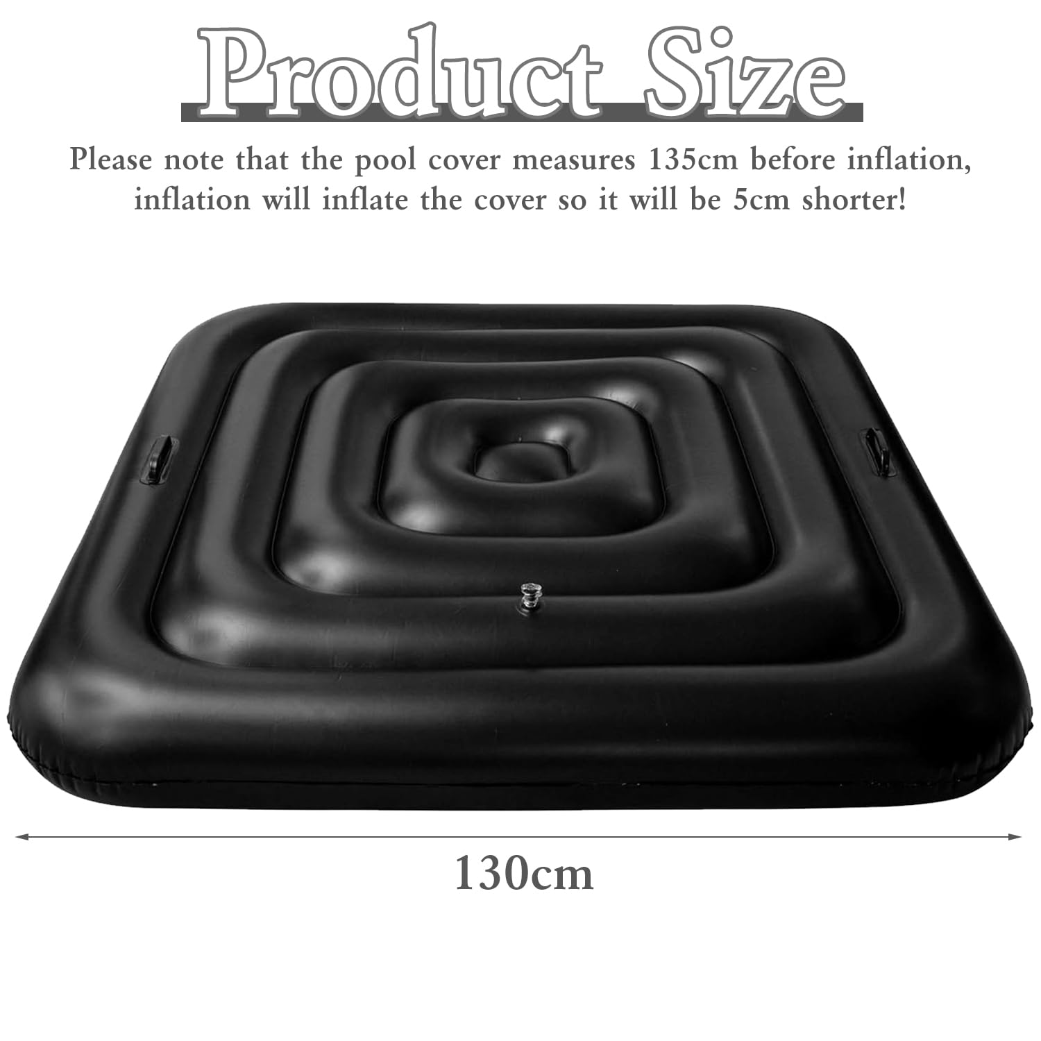 130 cm cubierta de bañera de hidromasaje inflable cubierta de piscina cuadrada con asas, cubierta de bañera inflable resistente a la lluvia y al desgarro accesorios de jacuzzi ahorro de energía