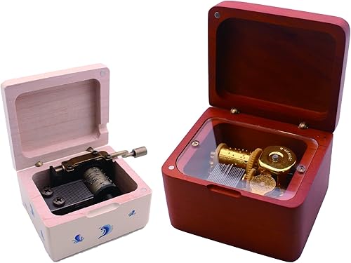 Senjianer Caja musical de 18 notas, un juego de caja de música de madera, torneado a mano, regalo de cumpleaños, regalo del día de San Valentín