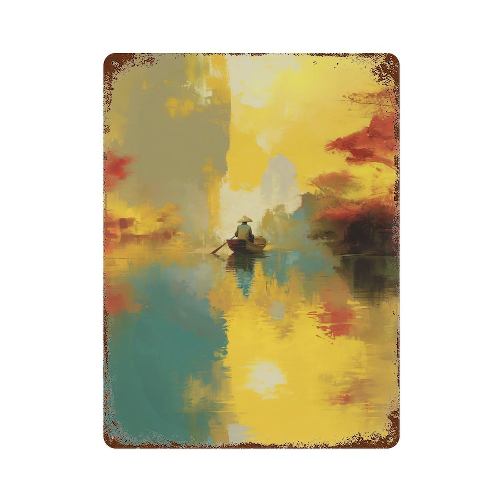 Vietnamese Sunrise Vintage Rust Metal Sign 15.7"x11.8", Ideal for Basement, Hobby Room And Garage Decor