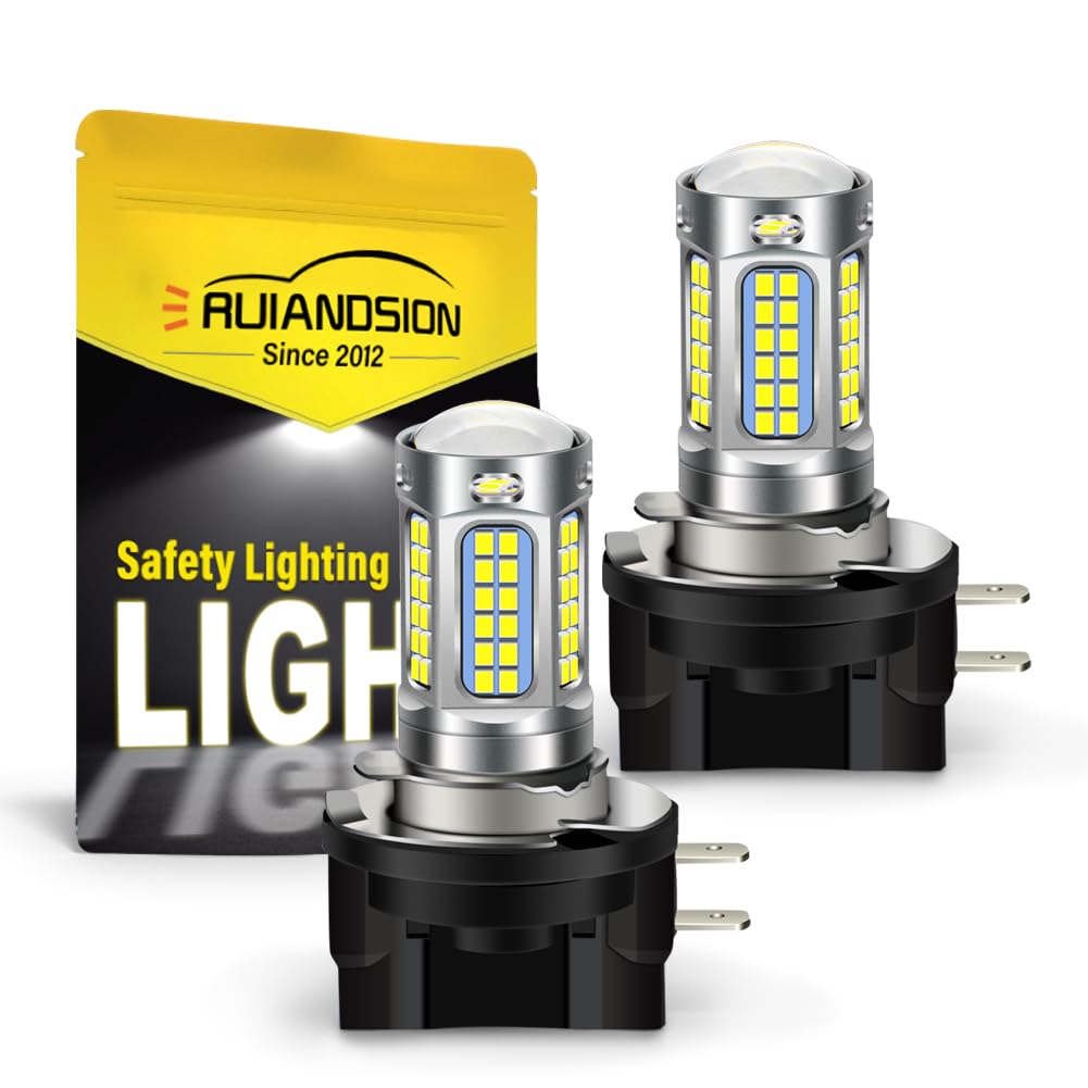 Ruiandsion Luces Antiniebla LED H11B, Conjunto de Chips 2016 69SMD Superbrillante Blanco CA/CC 10-30V 12V 24V Sin Polaridad, Instalación Directa para Luces Antiniebla y DRL, Paquete de 2