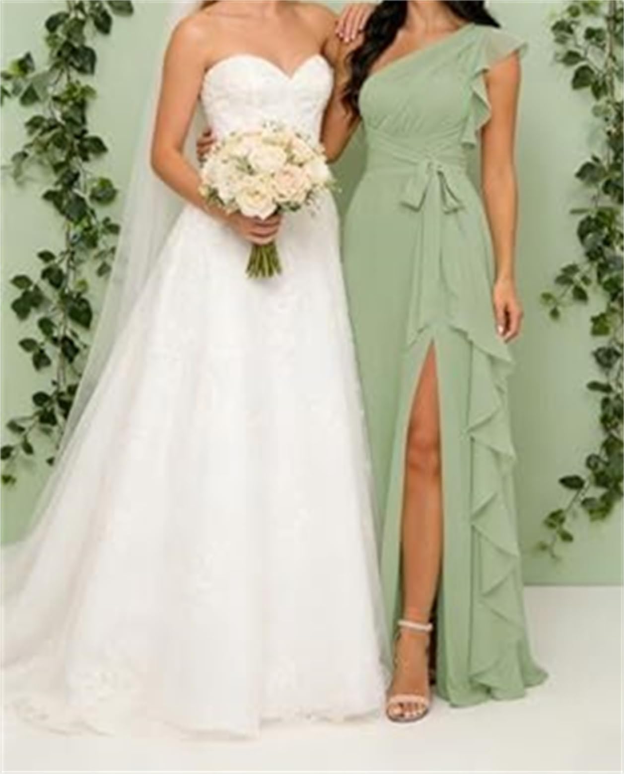 WQL056 - Vestidos de dama de honor de gasa para boda, plisado, línea A, formal, para fiesta de noche, vestido largo con abertura