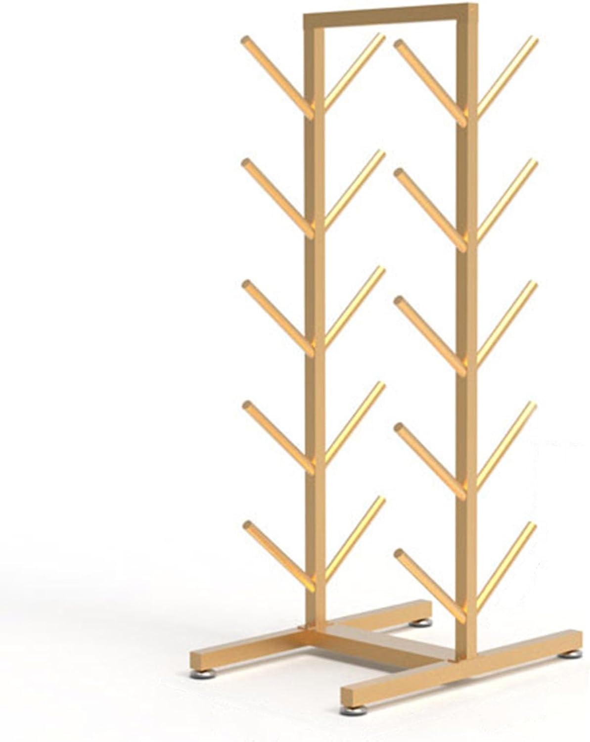 Heavy Duty Yoga Mat Holder - 5-Tier Vertical Organizer Rack for Home & Gym - Stylish Gold Fitness Equipment Display for Yoga Enthusiasts