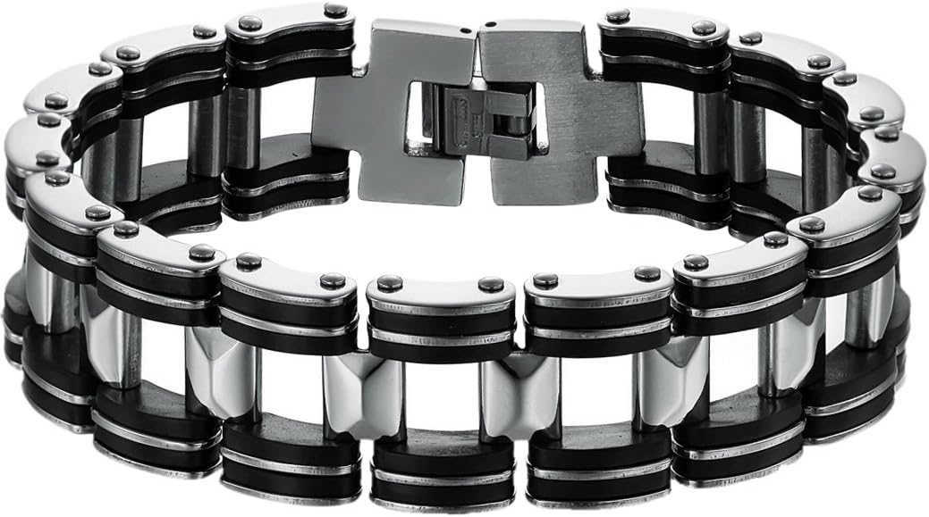 OIDEA Bracelet Gourmette Pour Homme En Acier Inoxydable Doré Largeur 12 Mm Bracelet De Motard 21