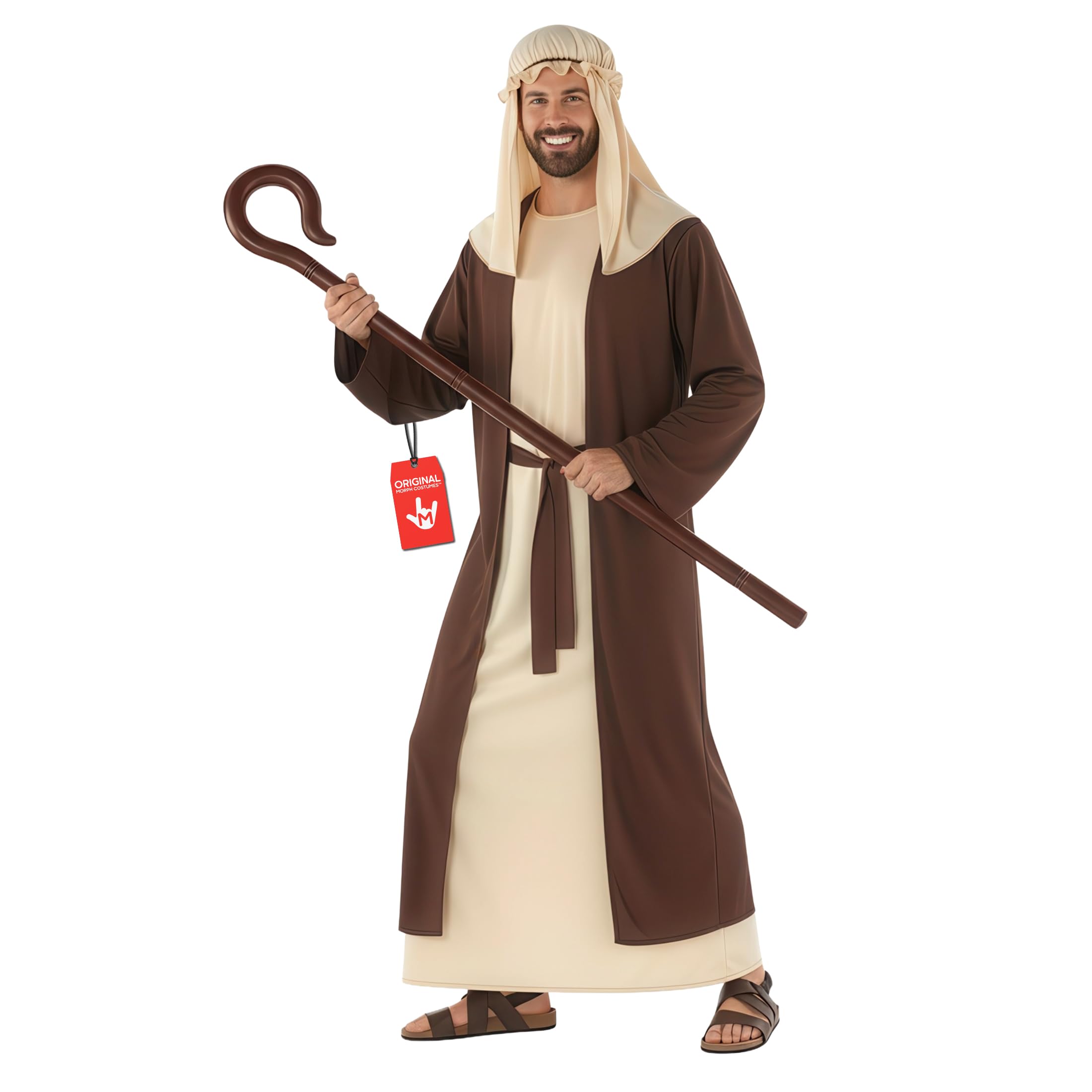 Morph Joseph Costume Adult Shepherd with Cane Jesus Bible Costume Biblical Costumes for Men Nativity Costumes for Adults
