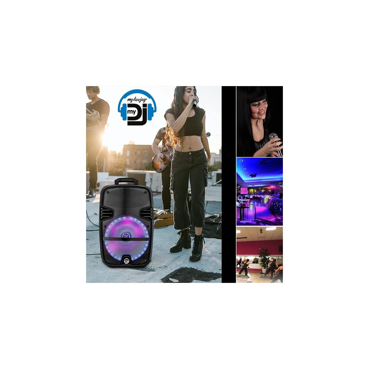 Enceinte Sono 600W Portable sur Batterie, Karaoké DJ USB, Bluetooth, TWS, 2 Micros, Lumière, Cadeau Soirée Fête Anniversaire