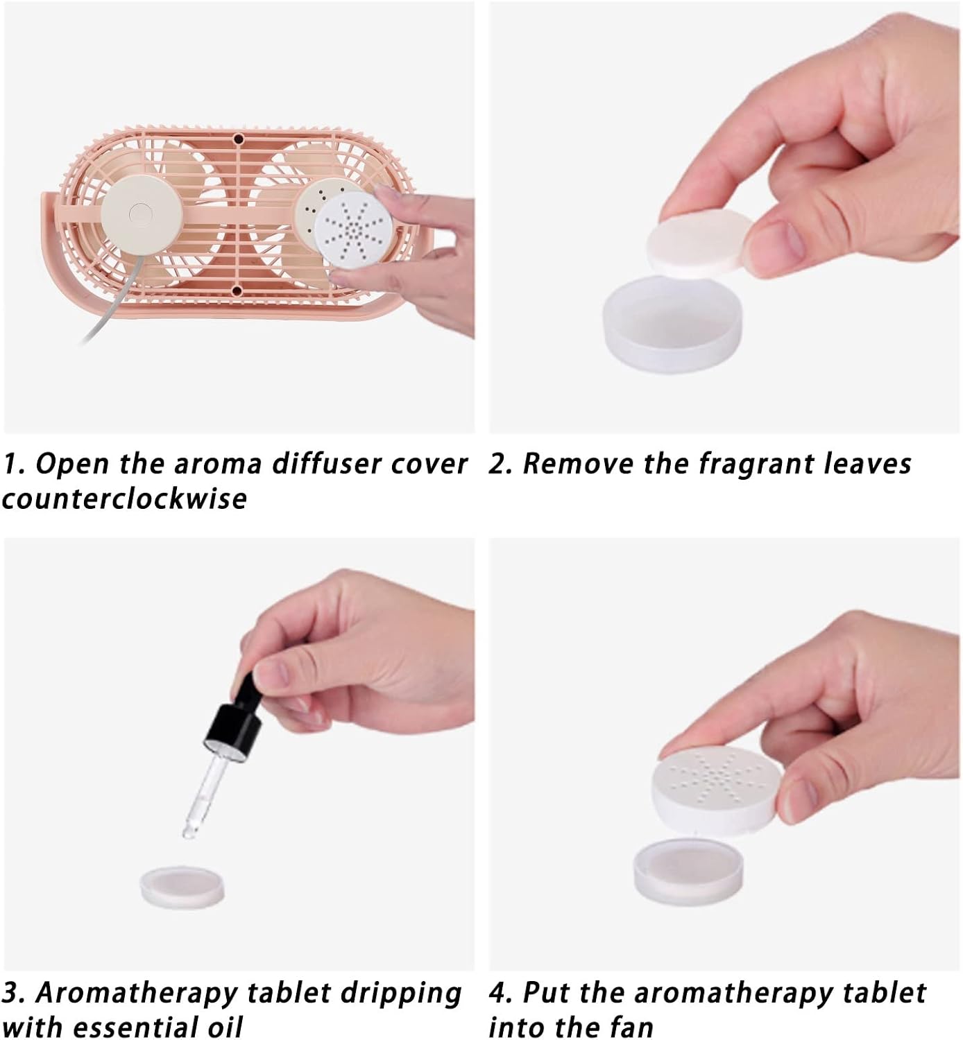 Small self USB Desk Fan , Upgraded heads USB Fan for Home Bedroom Office , Portable Small Fan with Strong Airflow , Fast Heat Dissipation 360° Rotation (Pink)