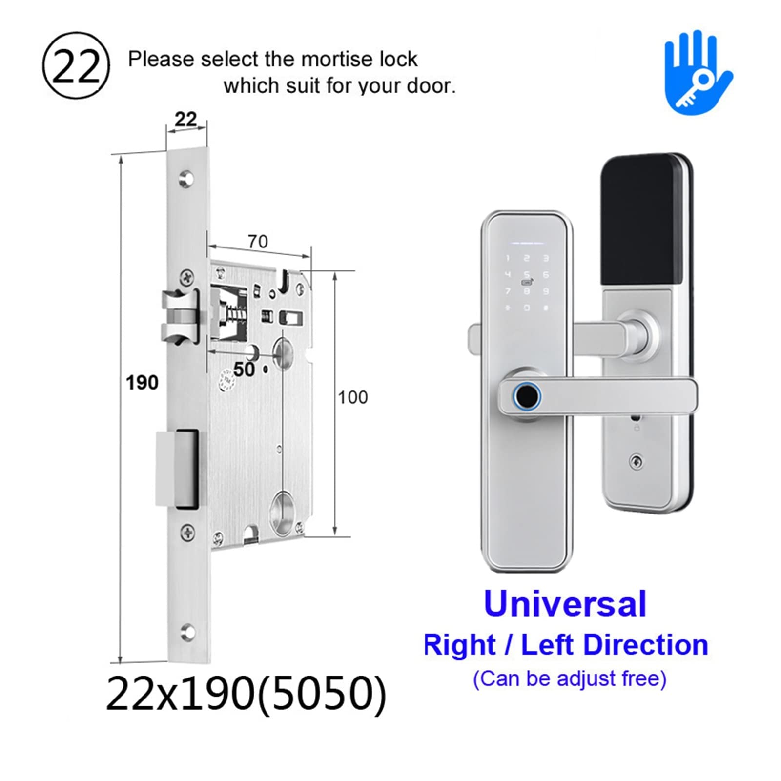 X5 Silver Smart Lock Serratura per porta con impronta digitale biometrica TT Lock App senza chiave Apri la porta da remoto Serrature per porte con impronta digitale, Serrature intelligenti a