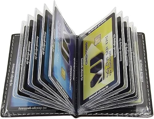 myledershop Etui na karty kredytowe i wizytówki z kontrastowym szwem 12 przegródek MJ-Design Germany, Wzór 2 / niebieski, Einheitsgröße, Nowoczesny