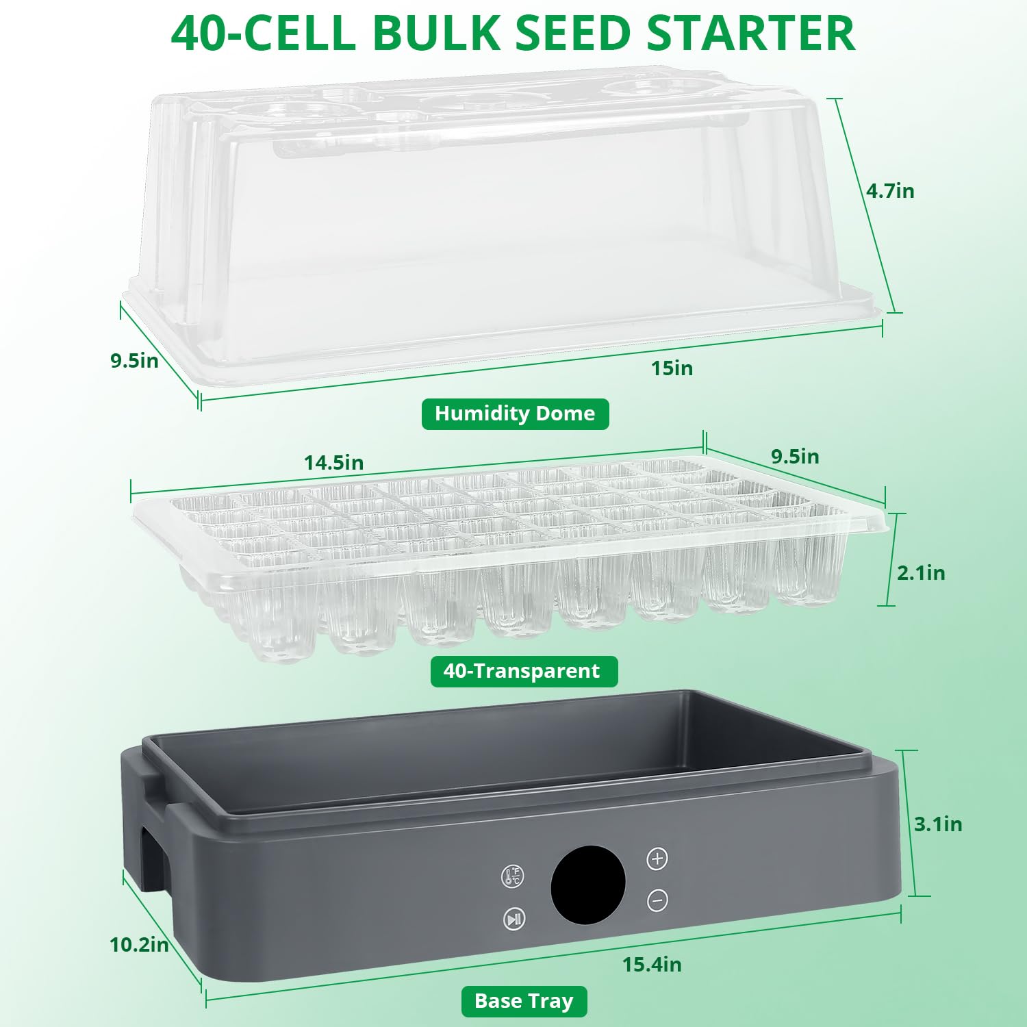 Sondiko Vassoio di avviamento per semi con luce crescente, kit di avviamento per semi riscaldato con display della temperatura, kit di germinazione a cupola umidità, luce regolabile per l'avvio dei