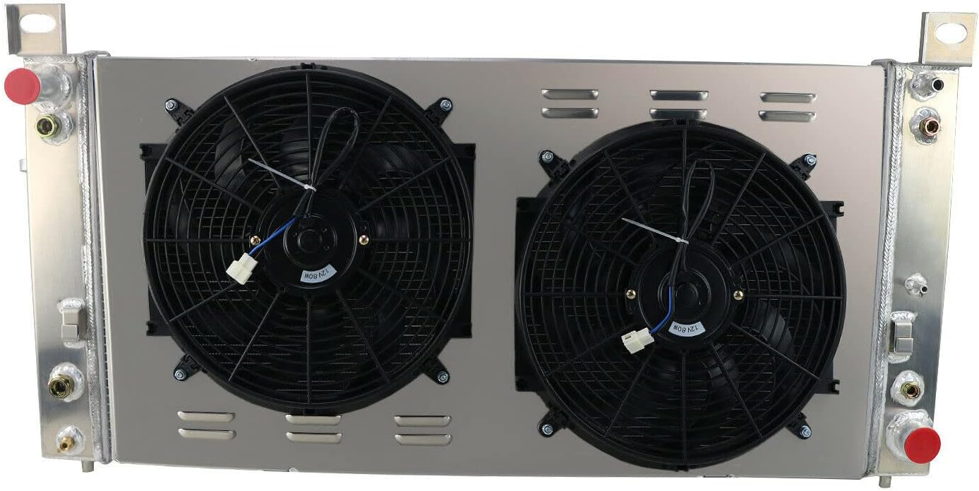 ALLOYWORKS CU2370 34" Core Radiator For 1999-2014 Chevy Silverado 1500 2500 Suburban Tahoe GMC Yukon GMC pickup Sierra 4.8 5.3 6.0L Radiators, 3 Row Full Aluminum Radiator Shroud Fan Relay Kit