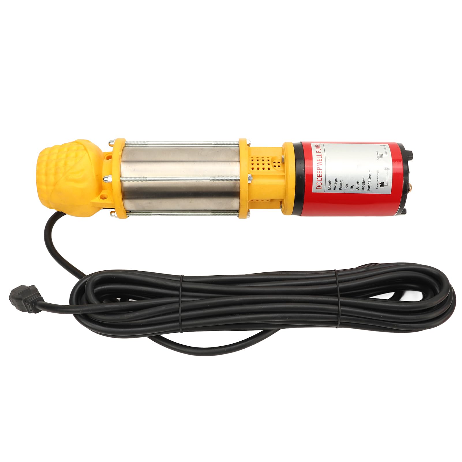 Bomba Solar de Pozo Profundo de 12V y 250W, Bomba de Agua de CC de 5m³/h de Elevación de 8m con 3 Juntas de 1 Pulgada, 1,5 Pulgadas y 2 Pulgadas para Jardines de Riego Agrícola