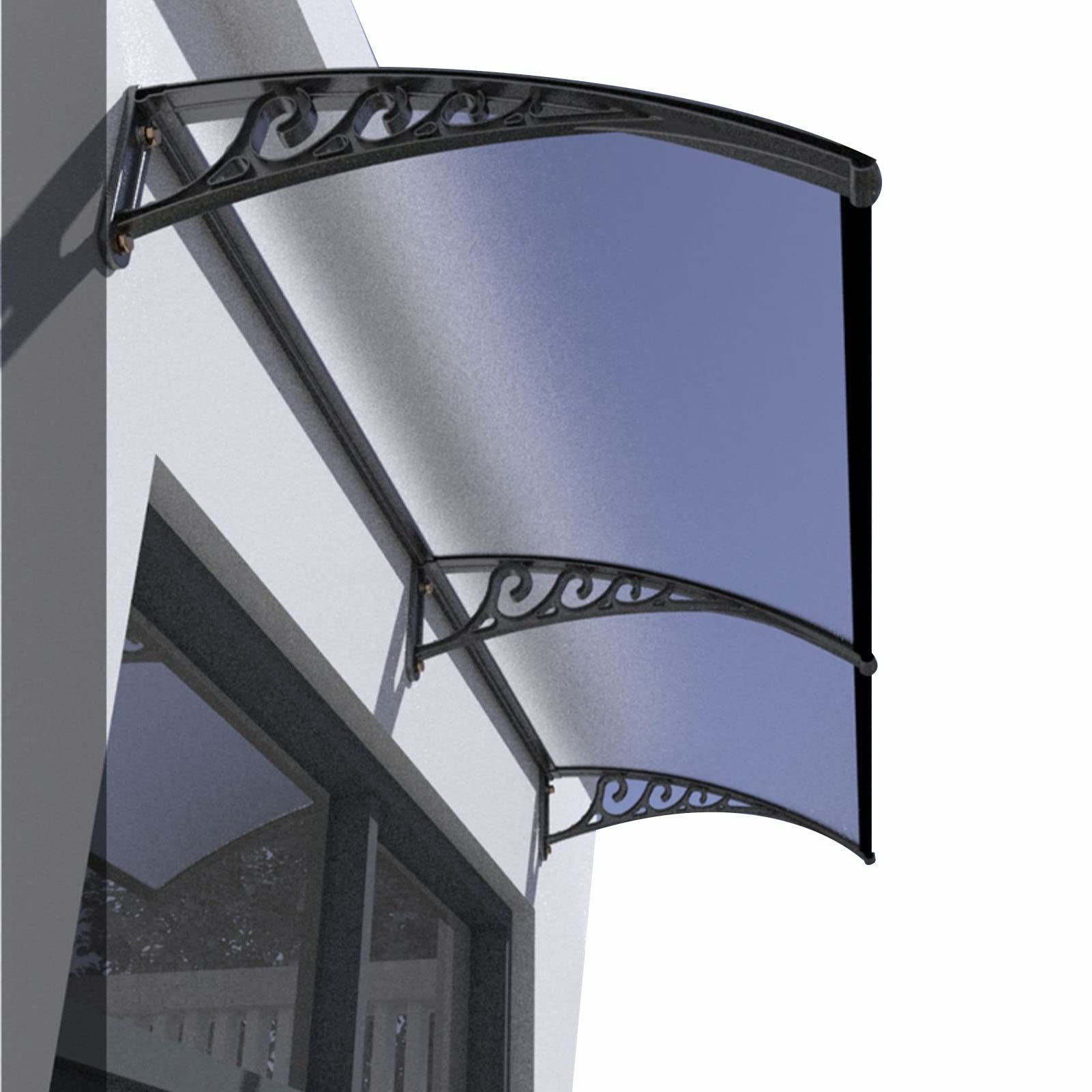 Auvent de porte d'entrée avec protection pluie et soleil en polycarbonate