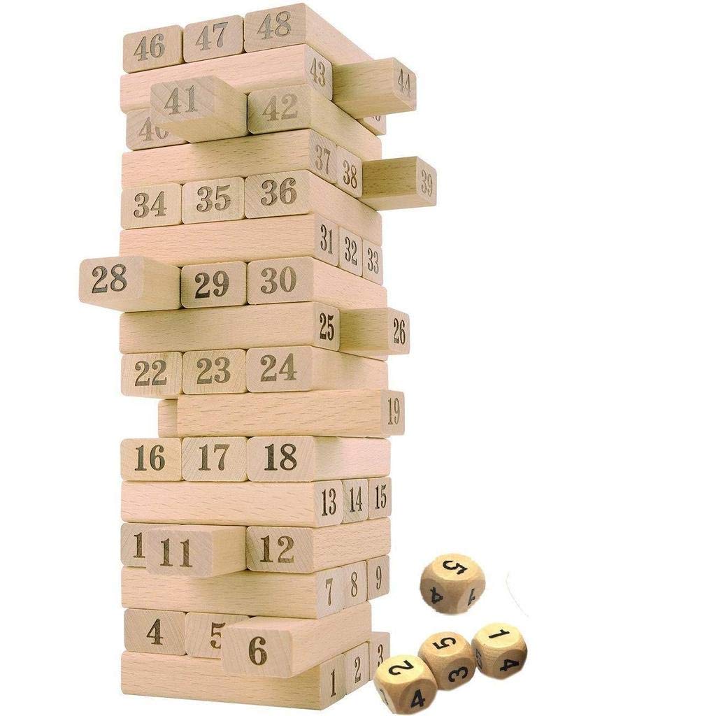 FunBlast Wooden Blocks Tumbling Tower, Stacking Tower Game, Building Blocks Game with 4 Dices for Kids - 54 Pcs (Multicolor) (B092SBH7L7) Amazon Price History, Amazon Price Tracker