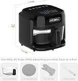 BOSWELL 7.5 QT Large Glass Air Fryer, 6-1 Preset Cook Modes, Transparent Fry Bowl, Black, Circulating Heating & Temperature Control, Steak, Fries, Bake,Chicken, Dishwasher Safe — image 6