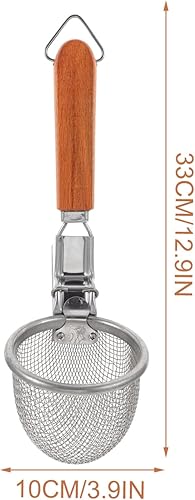 Miniatura 4 de Kichvoe Colador de fideos de acero inoxidable, cesta de pasta de malla, cesta de hervir espagueti, tamiz de malla de alambre fino, cuchara de araña