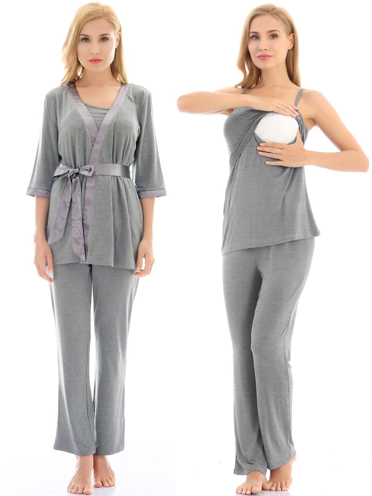 Bearsland Women's 3-Piece Nursing Pajamas Set