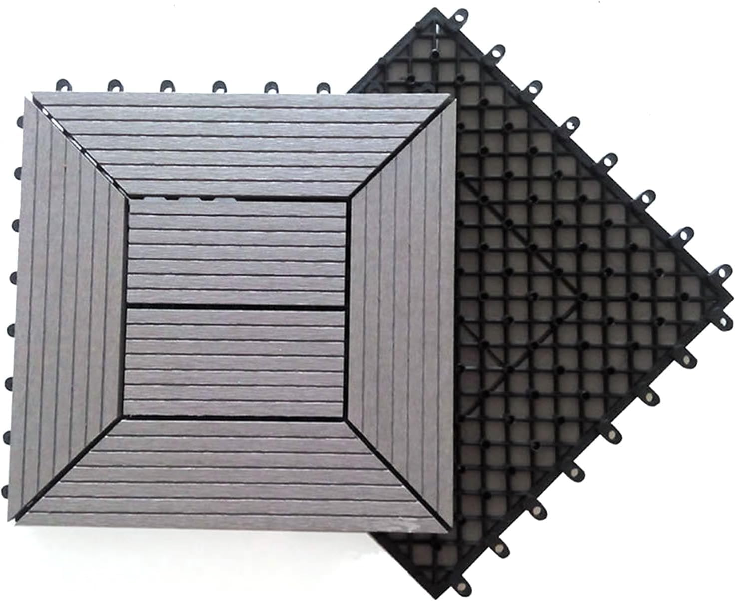 XAZLBIW Interlocking Deck Tiles 30x30cm, Outdoor Flooring Acacia Wood Patio Tiles, Waterproof Decking for Balcony Backyard, Indoor and Use I 22pcs