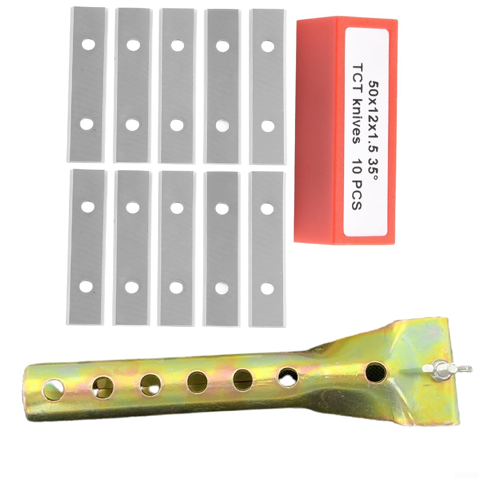 Lame per raschietti per vernice, in carburo di tungsteno, 10 lame di ricambio con 1 raschietto per vernice, per superfici in legno, 50 x 12 x 1,5 mm, quadrate