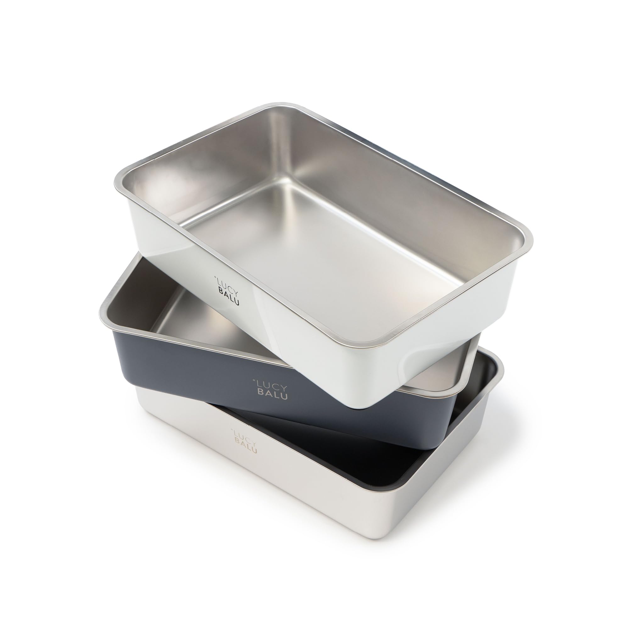 LucyBalu® Steeloo Litière Chat XXL bassine Acier Inoxydable sans Couvercle