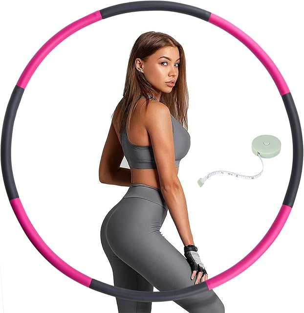 Benewell Hula Hoop Adults, Fitness Hula Hoop for Weight Loss and Massage, 8 Detachable Hula Hoop Sections Made of Stainless Steel Material-Multicolor